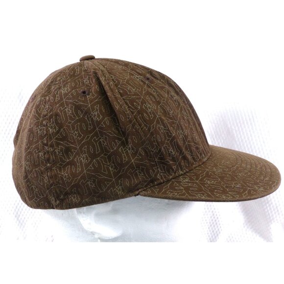 DC Shoes All Over Logo Graphics Brown Flexfit Cap L-XL - Picture 2 of 11